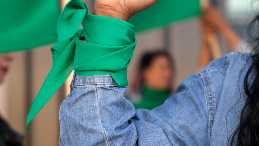 Bras levé lors d'une grève avec bandeau vert FRET